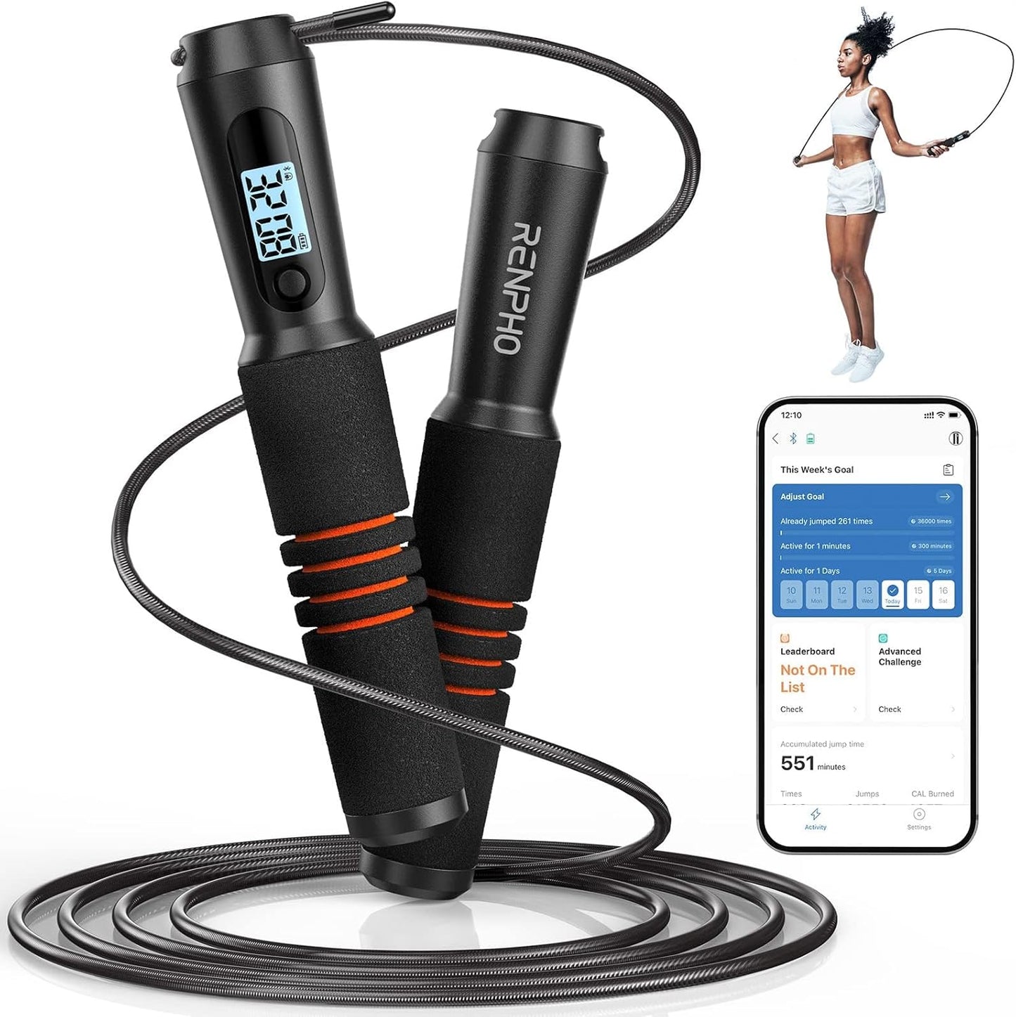 Smart Jump Rope – App-Connected, Adjustable Skipping Rope with Counter & Tangle-Free Design for Fitness & Training