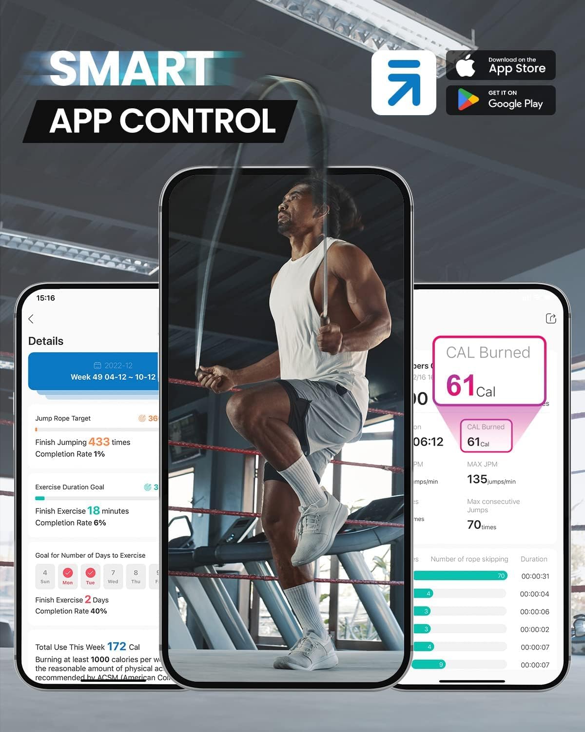Smart Jump Rope – App-Connected, Adjustable Skipping Rope with Counter & Tangle-Free Design for Fitness & Training