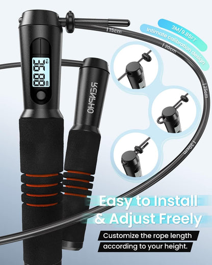 Smart Jump Rope – App-Connected, Adjustable Skipping Rope with Counter & Tangle-Free Design for Fitness & Training